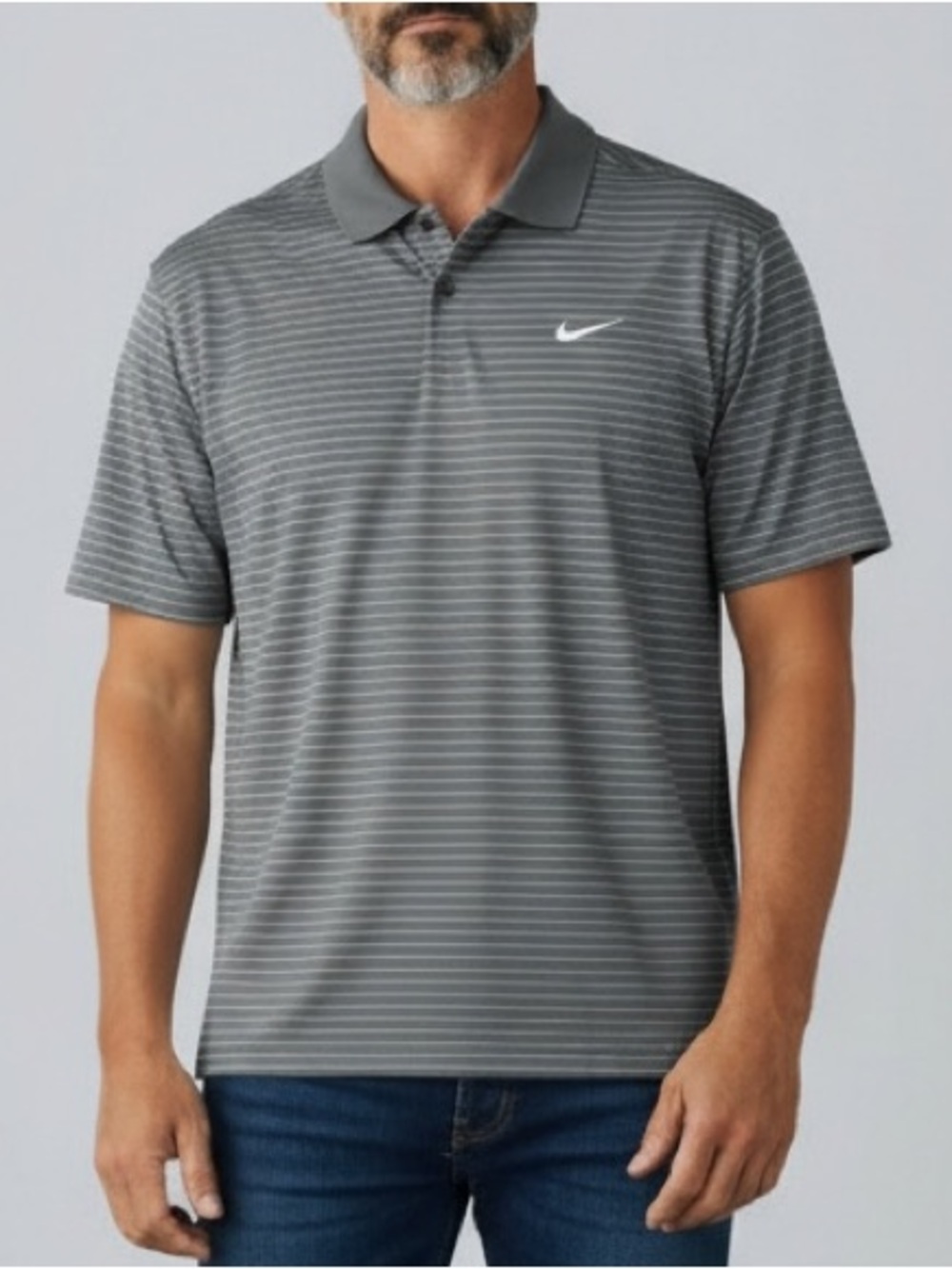 Nike Men's Dri-FIT Core Striped Polo, XL, Charcoal